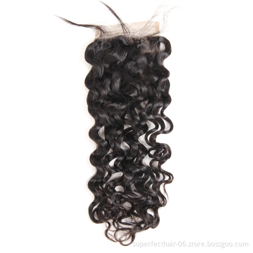 Wholesale Raw Virgin Indian Hair Water Wave Human Hair Weave Bundles With Lace Frontal Closure